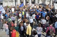 Climate Strike protest in Millennium Square in Leeds city centre.