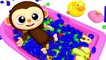 Learn Colors Little Baby Monkey Bath time Finger Song Nursery Rhymes