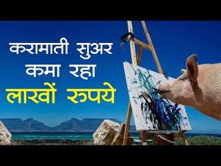 करामाती सुअर कमा रहा लाखों रुपये, मुंह में कूची फंसाकर बनाता है अद्भुत पेंटिंग