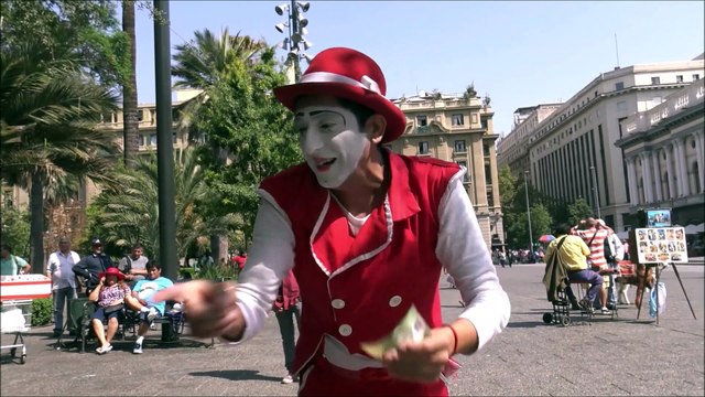 The clown at Plaza de Armas in Santiago, Chile