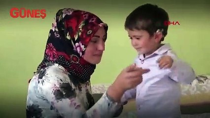 Kulaklık takıldı! Küçük Yusuf ilk olarak "baba" dedi