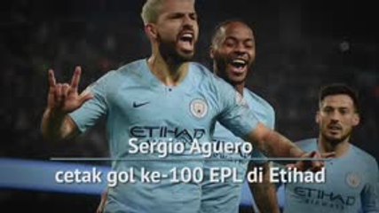 Aguero cetak gol ke-100 EPL di Etihad