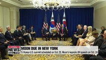 Moon leaves for New York for summit with U.S. President and UN session