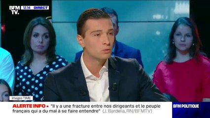 Emmanuel Macron "est un stagiaire de l'ENA qui découvre la France de manière permanente", déplore Jordan Bardella (RN)