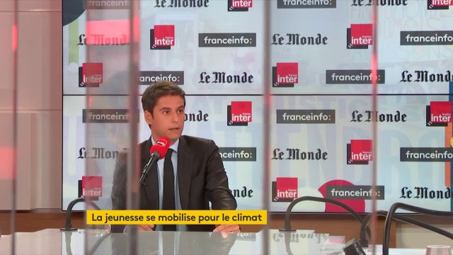 Gabriel Attal à propos de la politique environnementale du gouvernement : Il y a eu un virage écologique très fort depuis quelques mois et on le doit notamment à la mobilisation des jeunes.