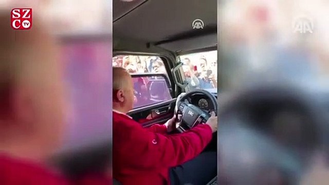 Erdoğan'ın kullandığı aracın direksiyonu sosyal medyanın gündeminde!