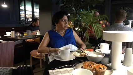 BDMV-77 Aruna & Hari Sharma At Breakfast Table Clarion Hotel Oslo Norway Sep 20, 2019