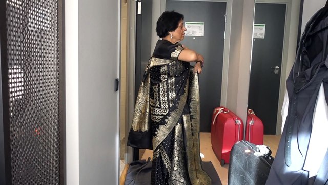 BDMV-79 Aruna Sharma wearing Black Benarasi Sari Rm 854 Clarion Hotel 4* Oslo Sep 20, 2019