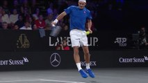 New balls please? Federer takes a painful hit