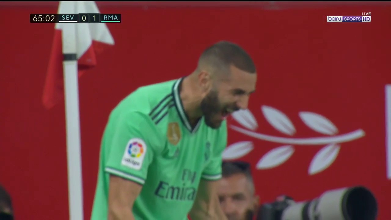 Sevilla 0-1 Real Madrid: GOAL Karim Benzema