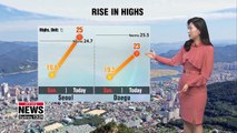 Afternoon highs to rise higher than Sunday under brigher skies