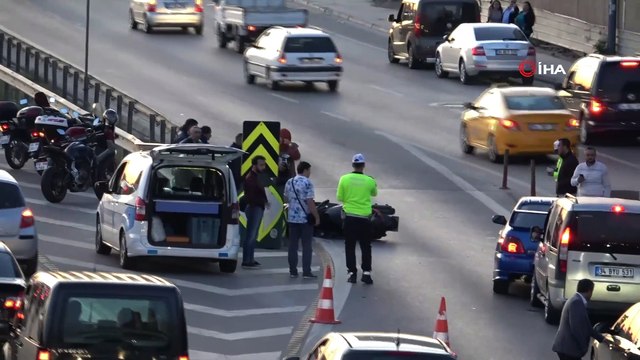 Eşinin kullandığı motosiklete otomobil çarptı, genç kadın 'motosikletleri yolda fark edin' diye isyan etti