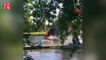 Thames Nehri'nde tekne yandı, yolcular nehre atlayarak kurtuldu