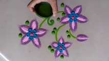 Rangoli designs of flowers | easy and simple rangoli designs/ learn rangoli | small rangoli