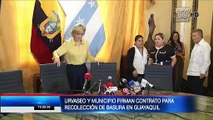 Alcaldesa firmó contrato para recolección de basura en Guayaquil