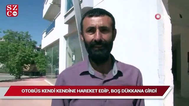 Otobüs kendi kendine hareket edip, boş dükkana girdi