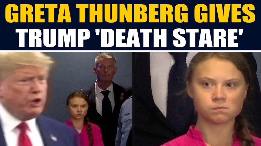 Greta Thunberg gives Donald Trump a 'death stare' after her fiery speech,  video goes viral - video Dailymotion