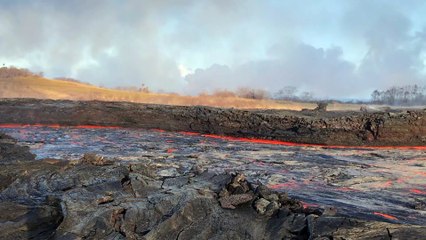 River of Lava Flows Toward Ocean