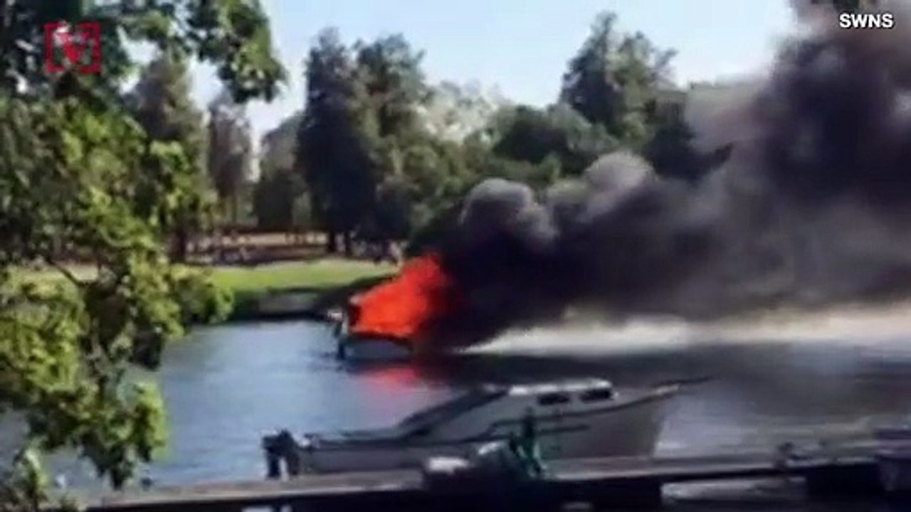 Explosion Leads to Boat Fire on the River Thame...