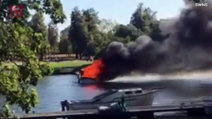 Explosion Leads to Boat Fire on the River Thames in England