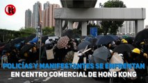 Policías y manifestantes se enfrentan en centro comercial de Hong Kong