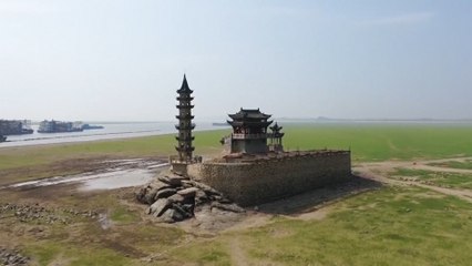 Falling water level in China’s Poyang Lake reveals ancient architecture