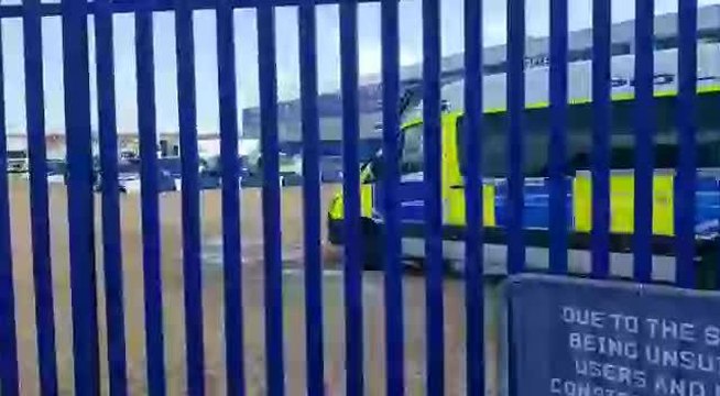 Police arriving at Fratton Park
