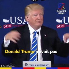 En pleine conférence de presse, Donald Trump balance ses fiches