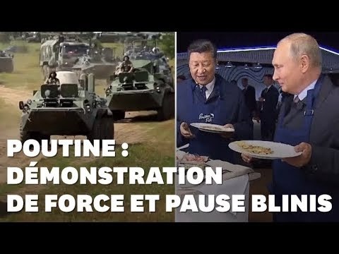 Pendant des manœuvres militaires records, Poutine et le président chinois font des blinis