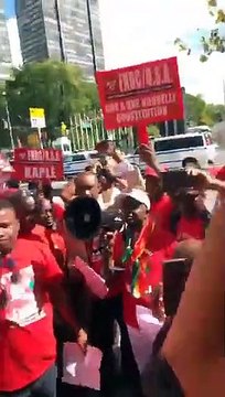 Manifestation contre Alpha Condé devant le siège des Nations Unies à New York