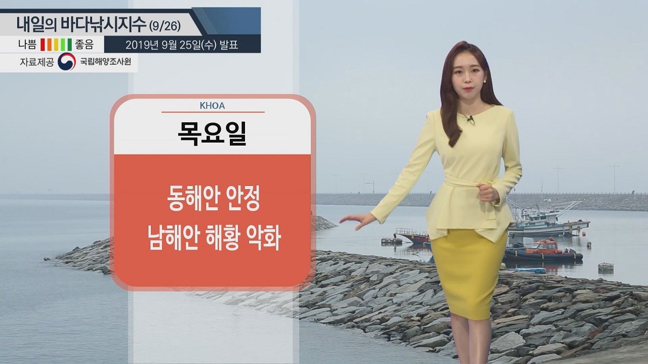 [내일의 바다낚시지수] 9월26일 동해안 안정 찾아...반면 남해안 좋지 않은 분위기 / YTN