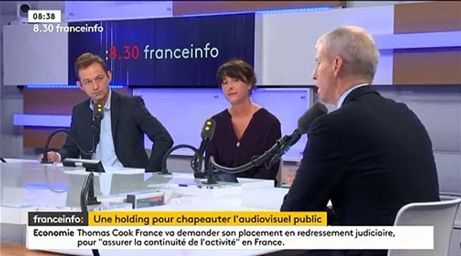 La future holding qui chapeautera les différents groupes de l'audiovisuel public ne sera pas responsable de leur ligne éditoriale, assure le ministre de la Culture Franck Riester - VIDEO