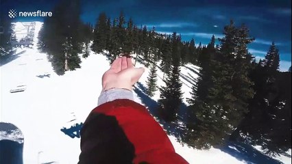 'I felt like a Disney princess!' US man feeds bird while travelling on ski lift at Colorado resort