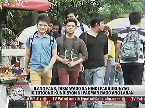 Ilang fans, dismayado sa hindi pagbubunyag ng totoong kundisyon ni Pacman bago ang laban