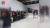 Bella Hadid 'Paris Fashion Week'te Mugler defilesinde giydiği tasarımla dikkat çekti