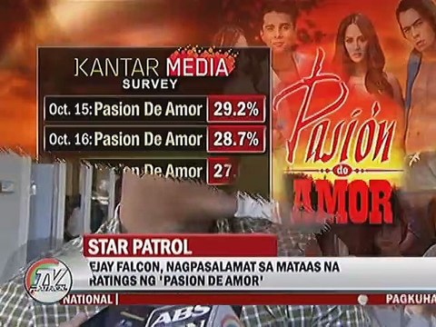 Ejay Falcon, nagpapasalamat sa mataas na ratings ng Pasion De Amor