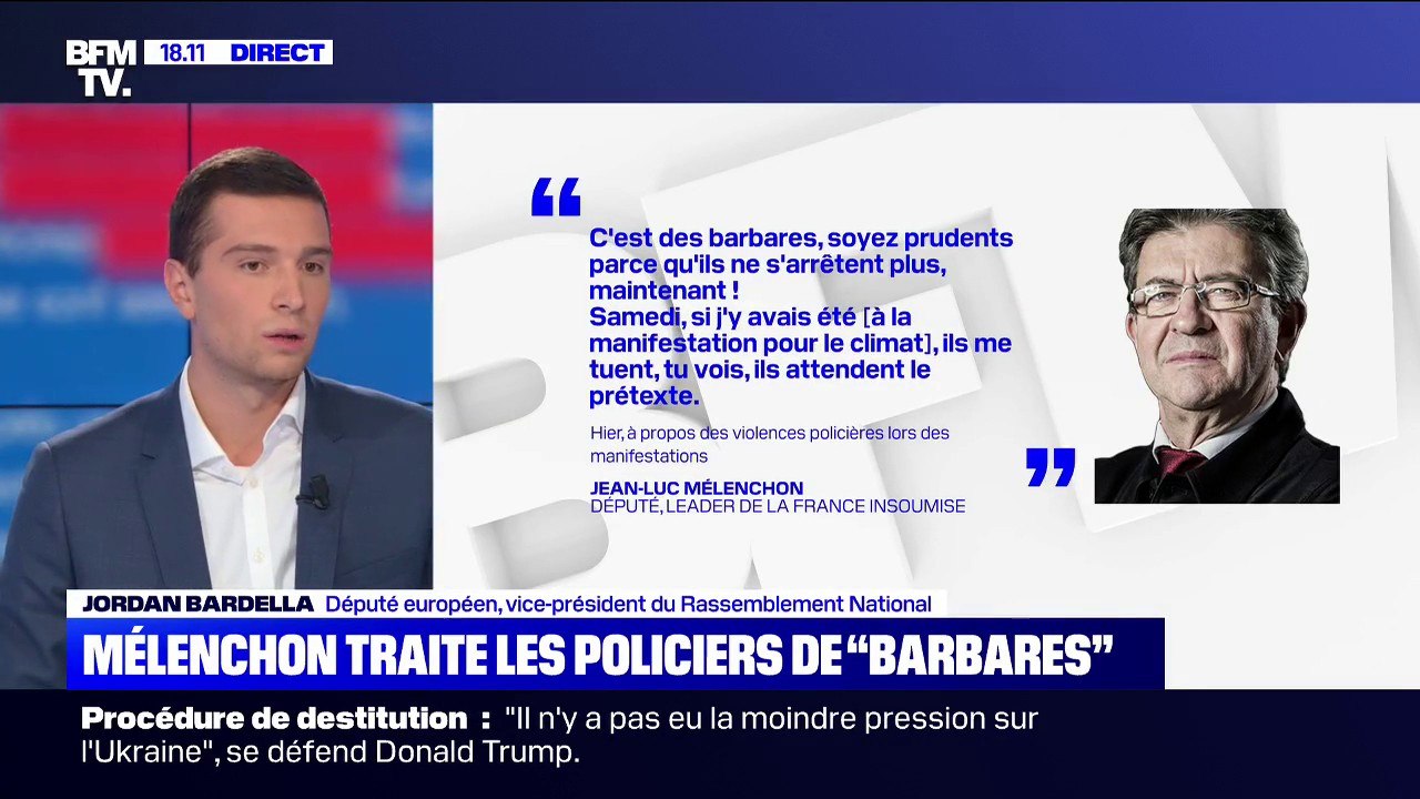 Policiers "barbares": pour Jordan Bardella (RN), "la haine habituelle anti-flics de l'extrême gauche est ressortie"