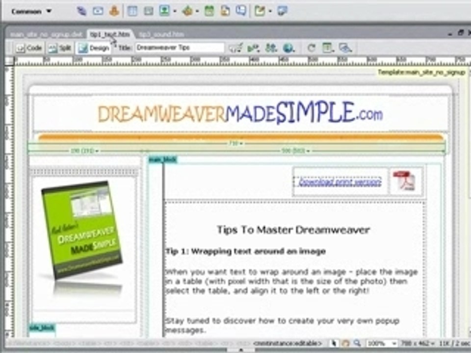 Dreamweaver Tutorial - single line break
