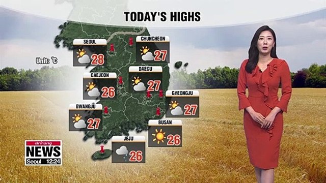 Cloudy day with showers on Jeju, warm afternoon