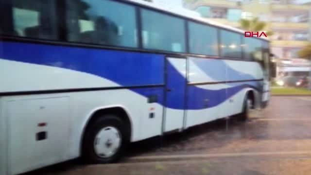 Antalya otobüs palmiye ağacına çarptı