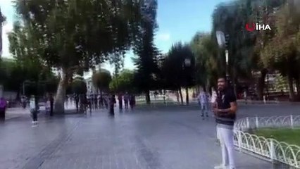 Sultanahmet Meydanı’nda polisten drone ile anons