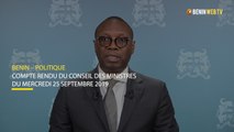 Bénin: compte rendu du conseil des ministres du 25 septembre 2019