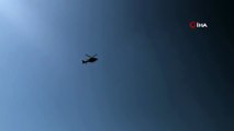 Avcılar'da polis helikopteri hasar incelemesi yapıyor