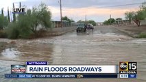 Rain floods roadways in the west Valley