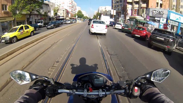 Biker Helps Senior Citizen Cross the Street