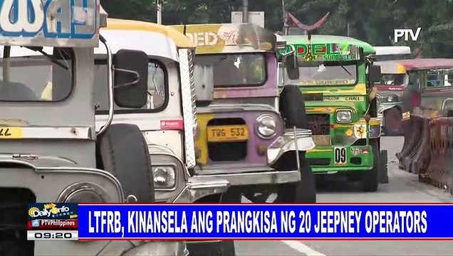 LTFRB, kinansela ang prangkisa ng 20 jeepney operators
