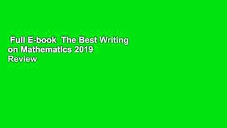 Full E-book  The Best Writing on Mathematics 2019  Review