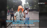 Viral Kisah Jurnalis KompasTV Berhelm Ember Saat Liput Demo Rusuh