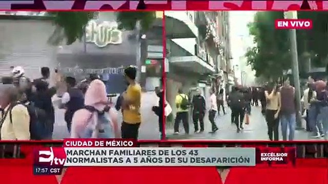 Violencia y actos vandálicos en marcha por normalistas de Ayotzinapa