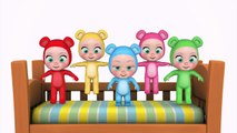  CINCO BEBES con Baby Bear de colores saltando en el colchón #cancionesinfantiles en 3D
